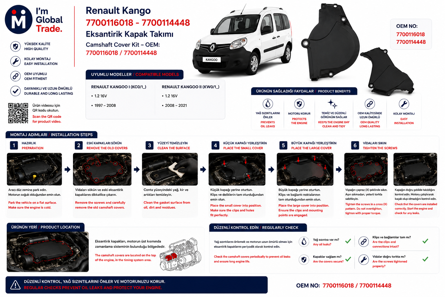 Renault Kangoo Eksantrik Kapak Takımı 7700116018  7700114448 - Thumbnail 2