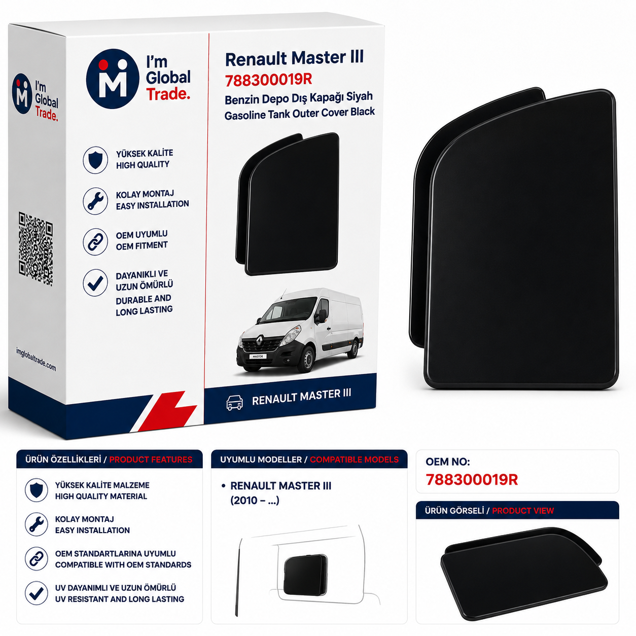 Renault Master III Siyah Benzin Depo Dış Kapağı 788300019R - Thumbnail 3