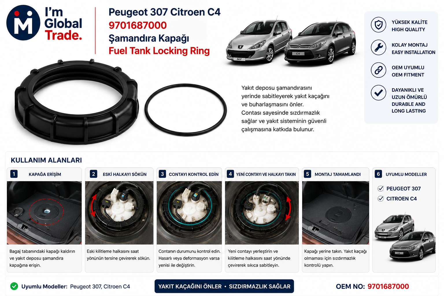 Peugeot  Citroën Şamandıra Kapağı ve Contası 9633283880 - Thumbnail 2