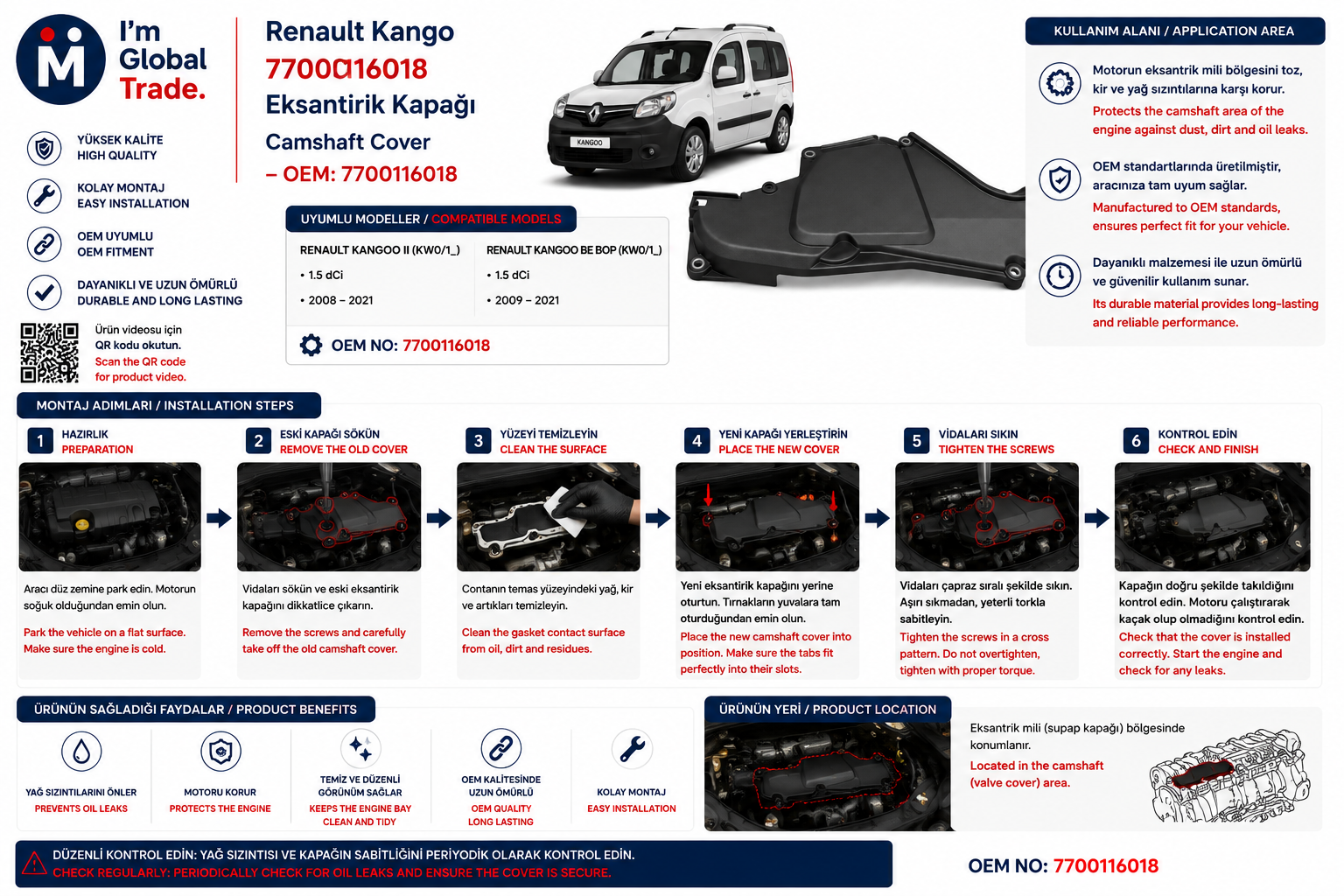 Renault Kangoo Eksantrik Kapağı 7700116018 - Thumbnail 2