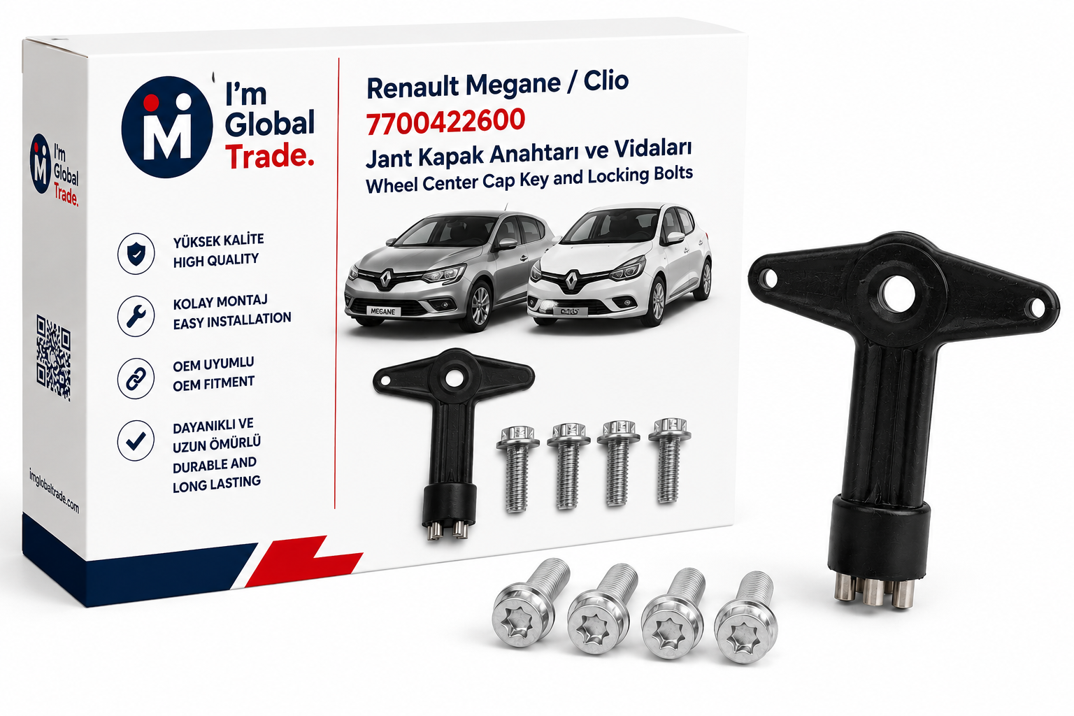 Renault Megane Jant Kapak Anahtarı ve Vidaları 7700422600